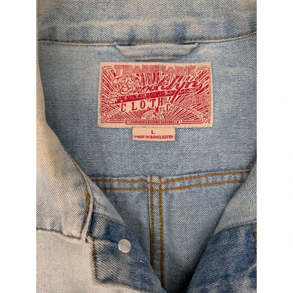 Light Wash Distressed Denim Jean Jacket Men's Size L Grunge Indie Sleeze Western